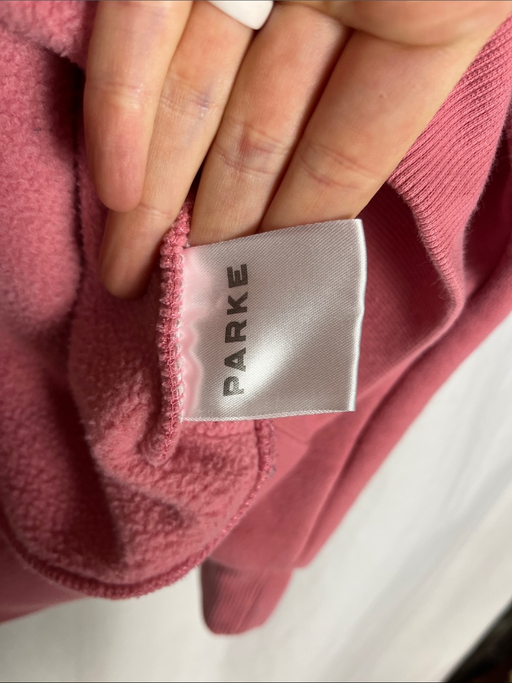 Parke Pink on Pink Varsity Mockneck Sweatshirt - Picture 5 of 10